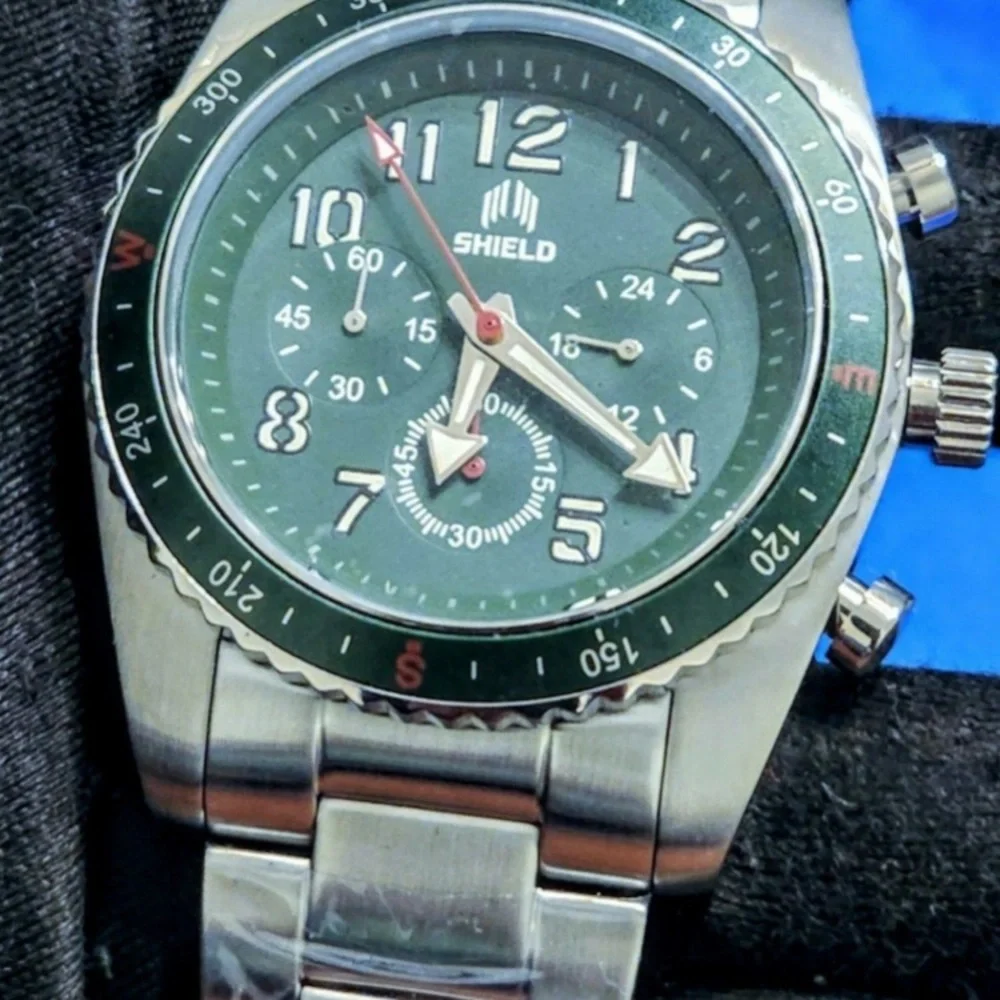 Brand New - Shield  Exley Quartz Green Dial Stainless Steel Men's Watch.